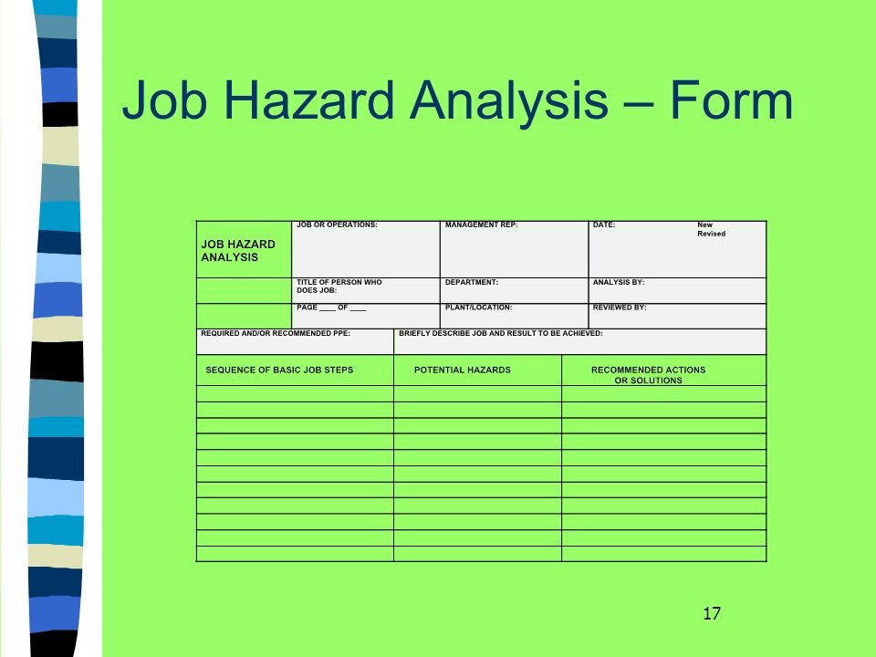 Job Hazard Analysis form