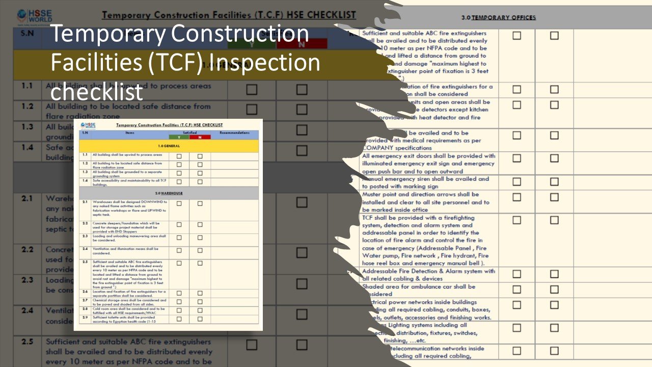 Temporary Construction Facilities (TCF) Inspection checklist